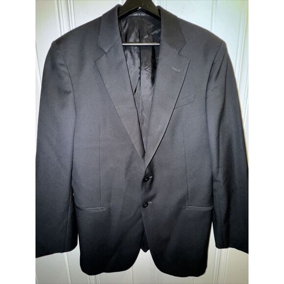 Armani Collezioni Current Solid Black Woven 2-Btn Wool Blazer Jacket 42R - Picture 1 of 8